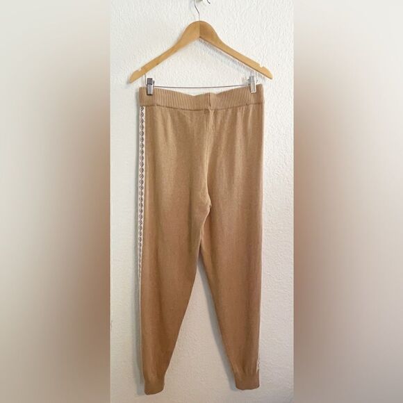 Minnie Rose Cotton Cashmere Joggers in tan with embroidery Medium. NWT - Picture 3 of 7